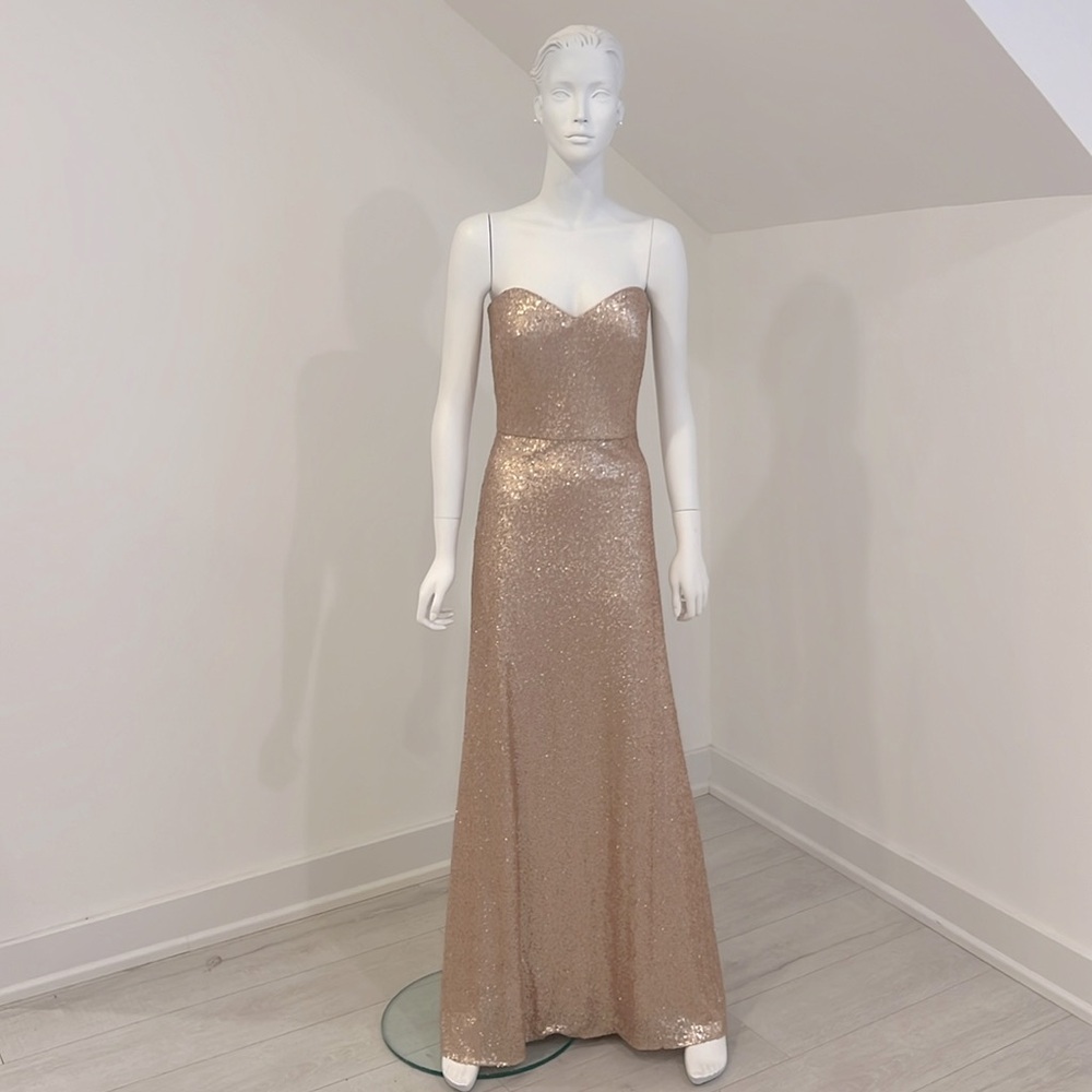 Sample Sale-NWT- Dessy 4533-size 10- Rosegold- Sequin- Pristine